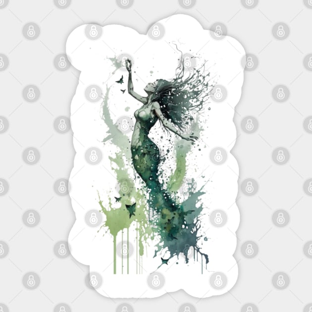 Mermaid Watercolor Splatter Sticker by ForbiddenGeek